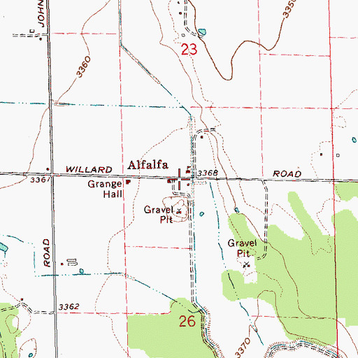 Topographic Map of Alfalfa, OR