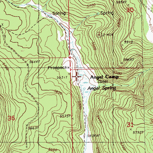 Topographic Map of Angel Camp, OR