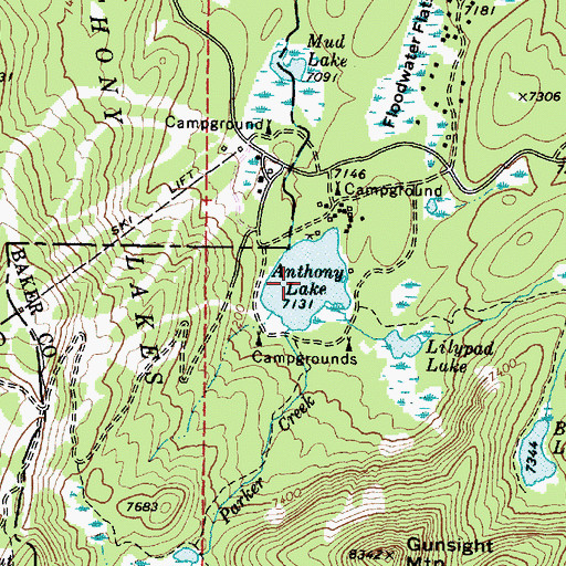 Topographic Map of Anthony Lakes, OR