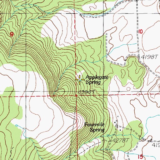 Topographic Map of Applegate Spring, OR