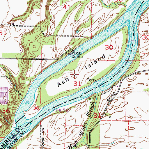 Topographic Map of Ash Island, OR
