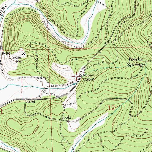 Topographic Map of Aspen Cabin, OR