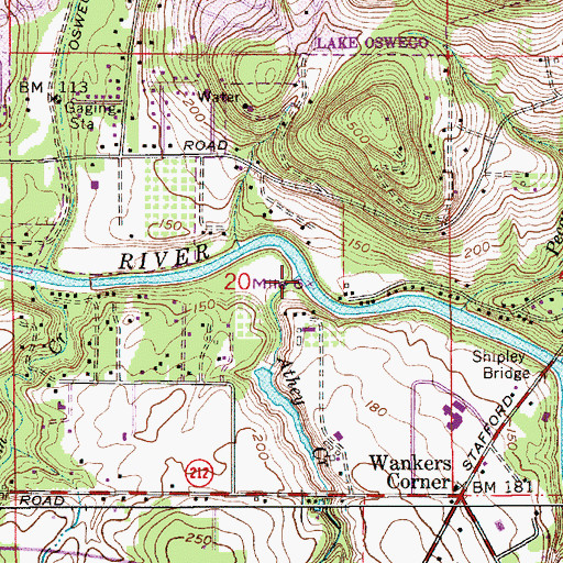 Topographic Map of Athey Creek, OR
