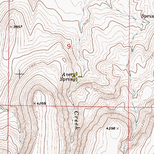 Topographic Map of Avery Spring, OR