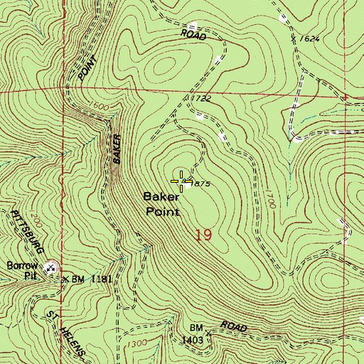 Topographic Map of Baker Point, OR
