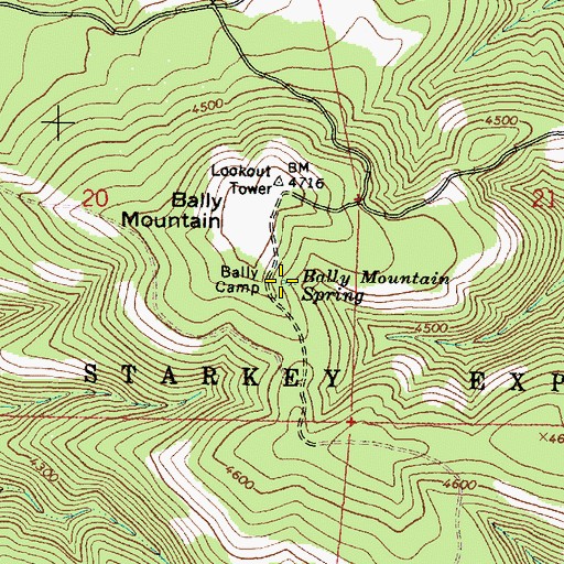 Topographic Map of Bally Mountain Spring, OR