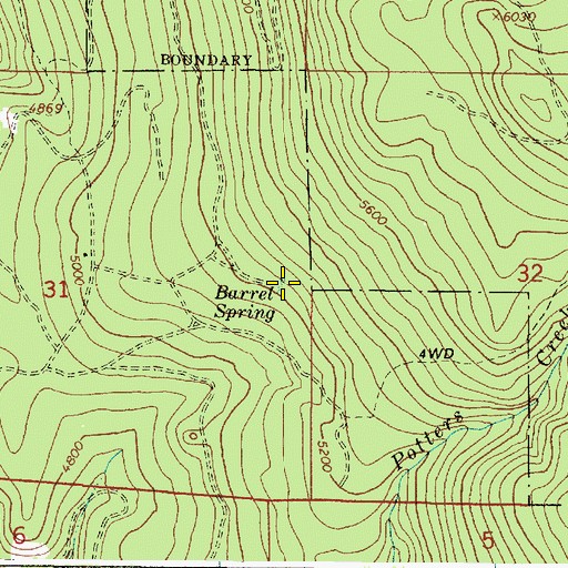 Topographic Map of Barrel Spring, OR