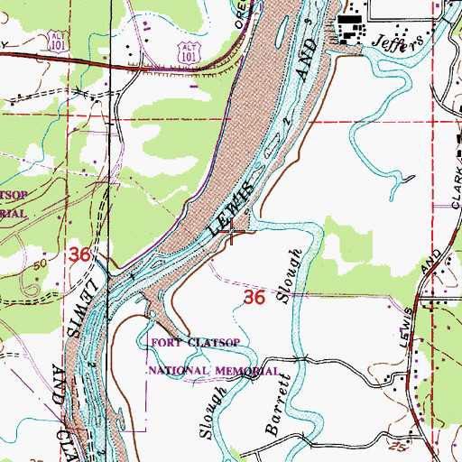 Topographic Map of Barrett Slough, OR