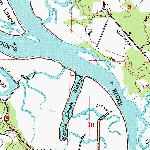 Topographic Map of Battle Creek Slough, OR