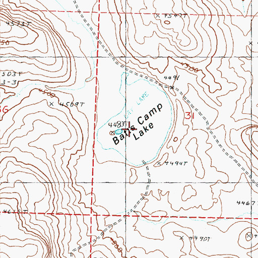 Topographic Map of Batts Camp Lake, OR