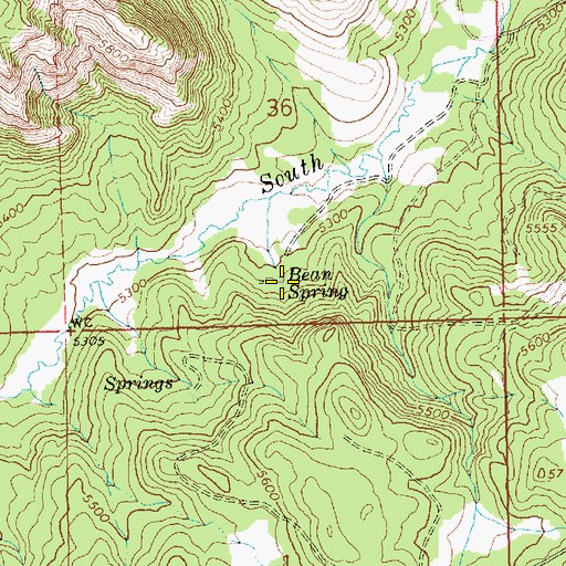 Topographic Map of Bean Spring, OR