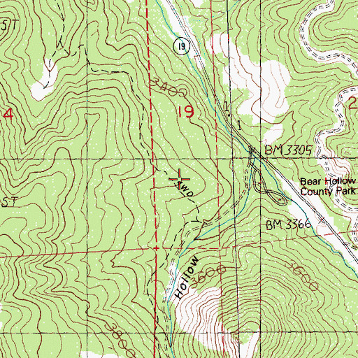 Topographic Map of Bear Hollow, OR