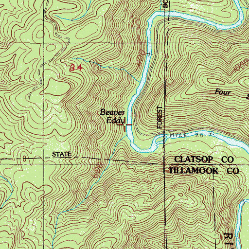Topographic Map of Beaver Eddy, OR