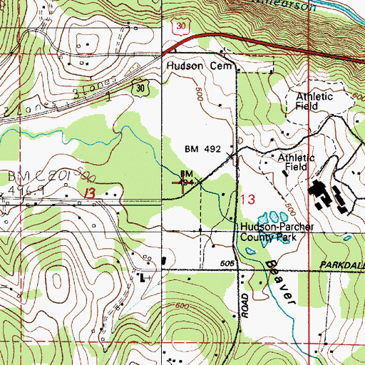 Topographic Map of Beaver Valley, OR