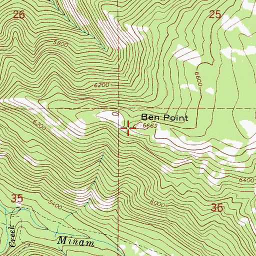 Topographic Map of Ben Point, OR