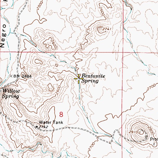 Topographic Map of Bentonite Spring, OR