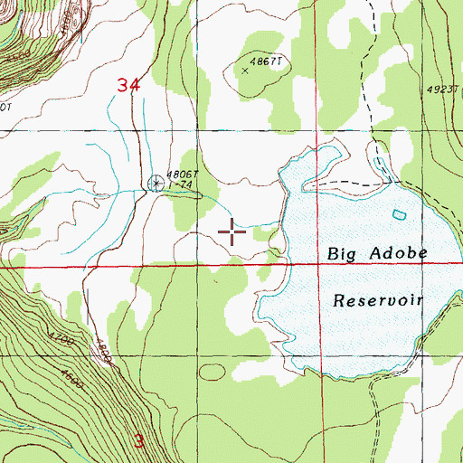 Topographic Map of Big Adobe Reservoir, OR