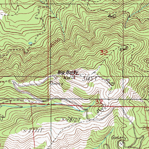 Topographic Map of Big Baldy, OR