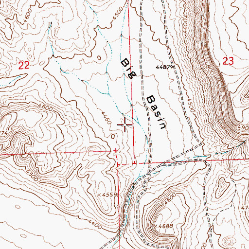 Topographic Map of Big Basin, OR