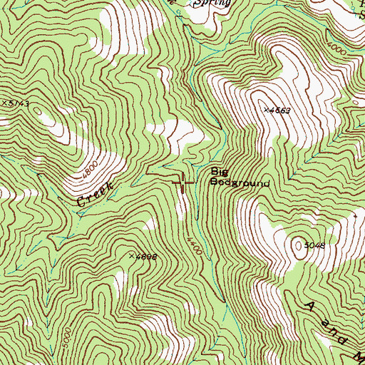 Topographic Map of Big Bedground, OR