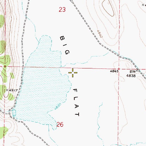 Topographic Map of Big Flat, OR