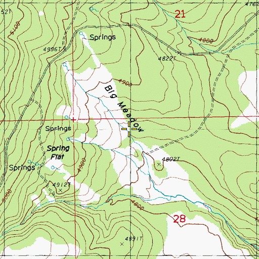 Topographic Map of Big Meadow, OR