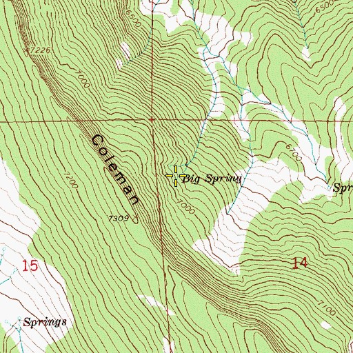 Topographic Map of Big Spring, OR