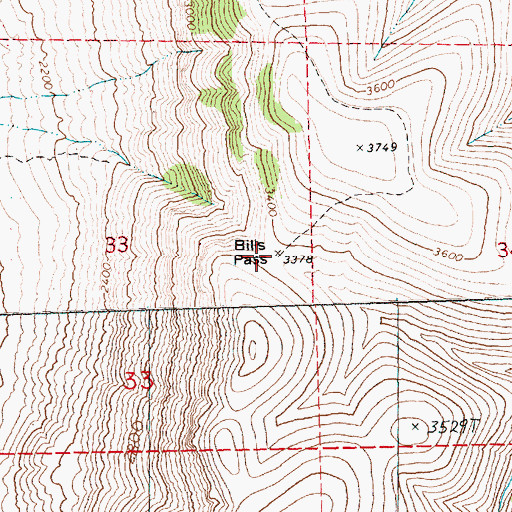 Topographic Map of Bills Pass, OR