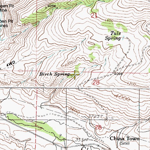 Topographic Map of Birch Spring, OR