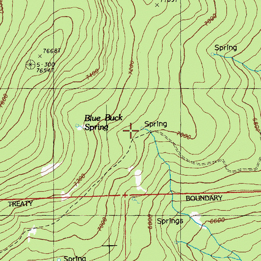 Topographic Map of Blue Buck Spring, OR