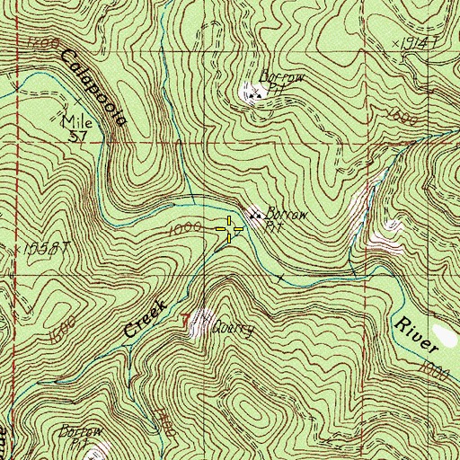 Topographic Map of Blue Creek, OR