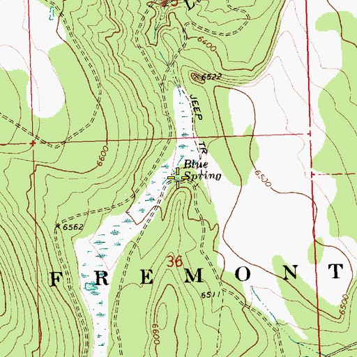 Topographic Map of Blue Spring, OR