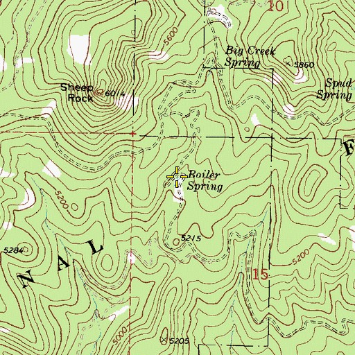 Topographic Map of Boiler Spring, OR