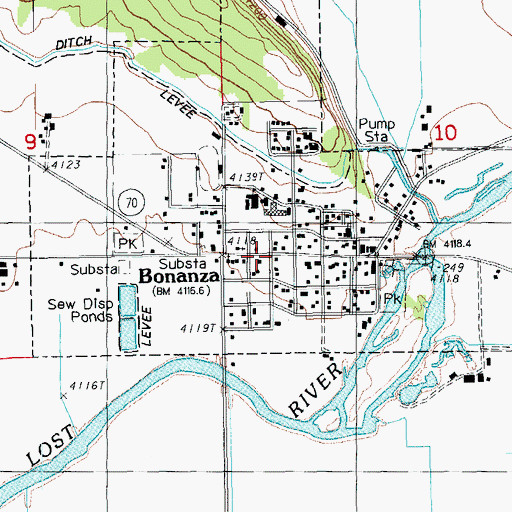Topographic Map of Bonanza, OR