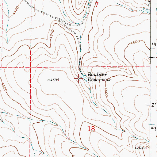 Topographic Map of Boulder Reservoir, OR