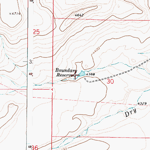 Topographic Map of Boundary Reservoir, OR