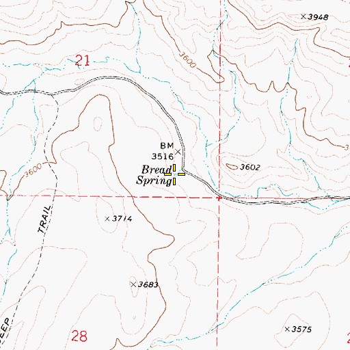 Topographic Map of Bread Spring, OR