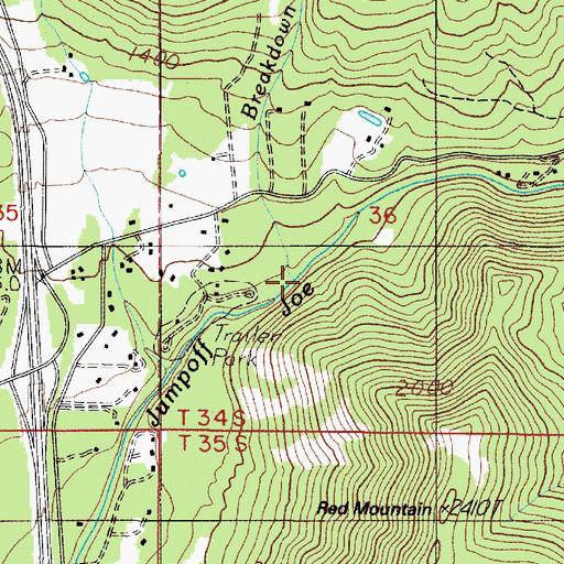 Topographic Map of Breakdown Creek, OR