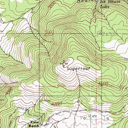Topographic Map of Sugarloaf, OR