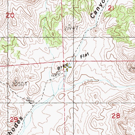Topographic Map of Breo Flat, OR