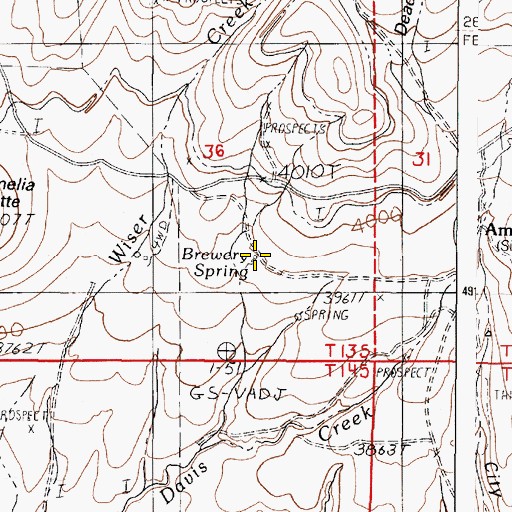 Topographic Map of Brewery Spring, OR