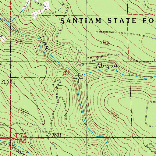 Topographic Map of Bridge Creek, OR