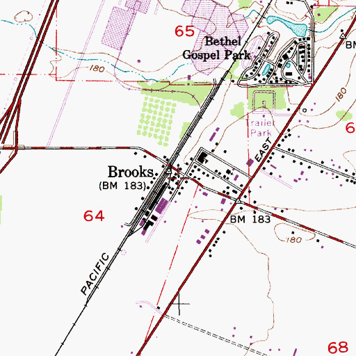 Topographic Map of Brooks, OR
