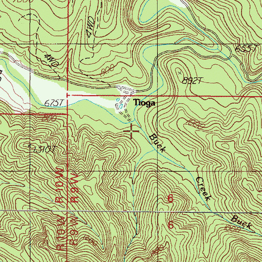 Topographic Map of Buck Creek, OR