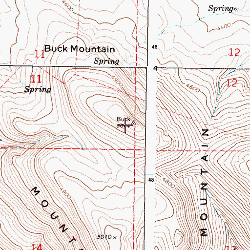 Topographic Map of Buck Mountain, OR