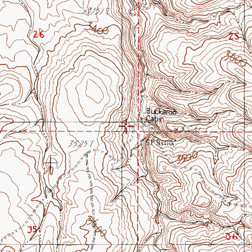 Topographic Map of Buckaroo Cabin, OR