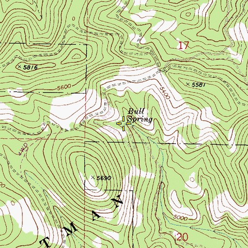 Topographic Map of Bull Spring, OR