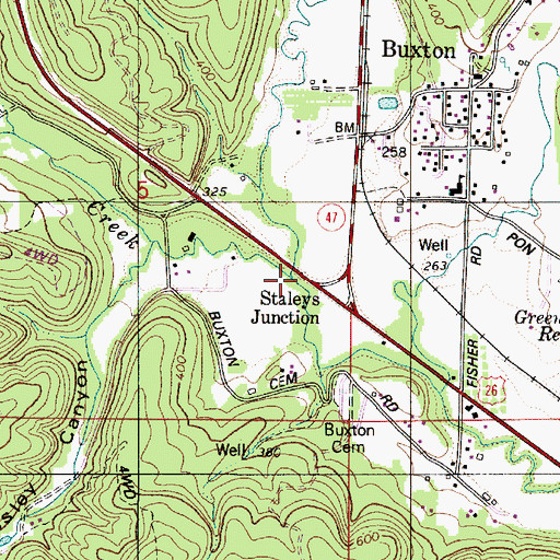 Topographic Map of Burgholzer Creek, OR
