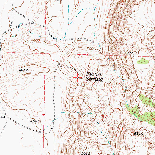 Topographic Map of Burro Spring, OR