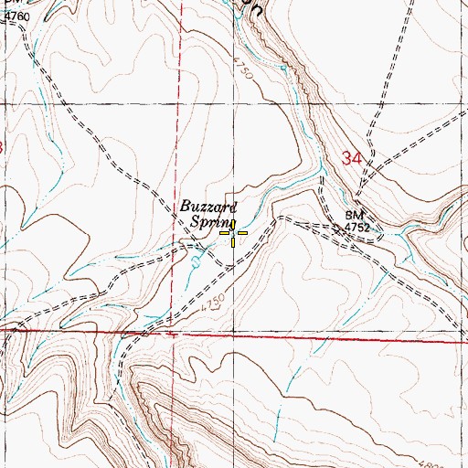 Topographic Map of Buzzard Spring, OR